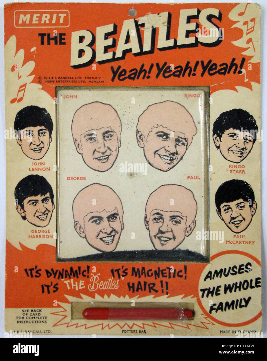 000902 - Les Beatles 1964 Jeu de cheveux magnétique Banque D'Images