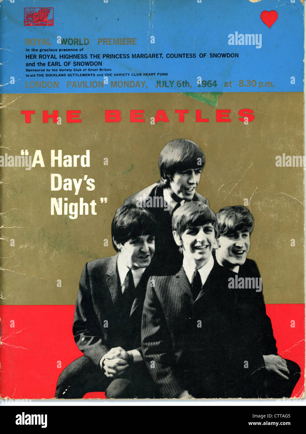 000914 - Les Beatles "une dure journée de nuit' Programme en première mondiale de la London Pavilion le 6 juillet 1964 Banque D'Images