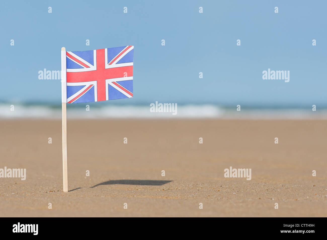 Union Jack flag sur une plage. Wells next the sea. Norfolk, Angleterre Banque D'Images