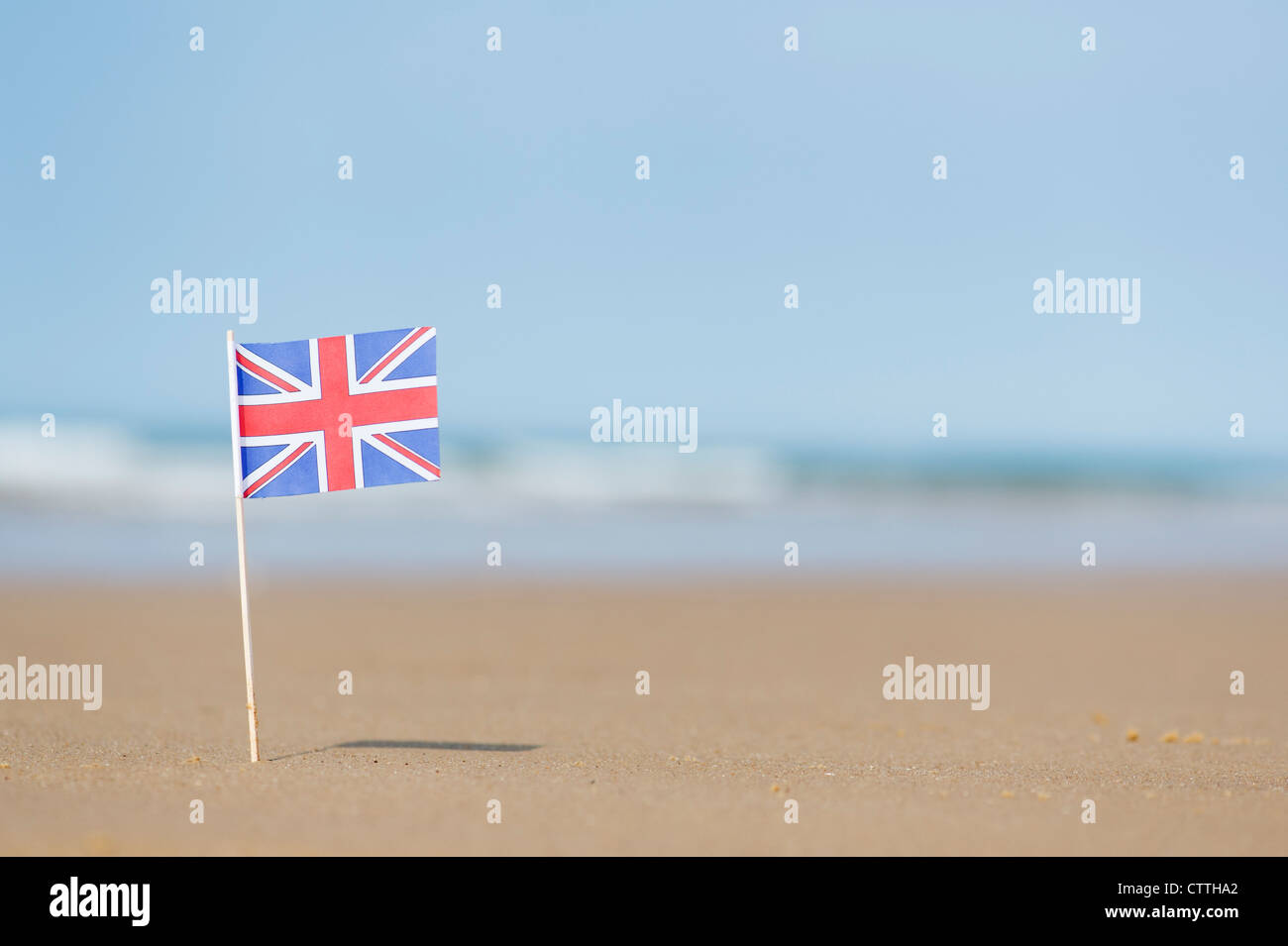 Union Jack flag sur une plage. Wells next the sea. Norfolk, Angleterre Banque D'Images