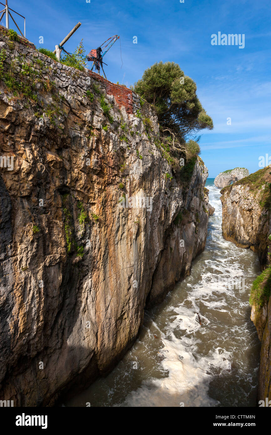 La Huelga, Castro de las Gaviotas, Villahormes falaises, Llanes, Asturias, Espagne Banque D'Images