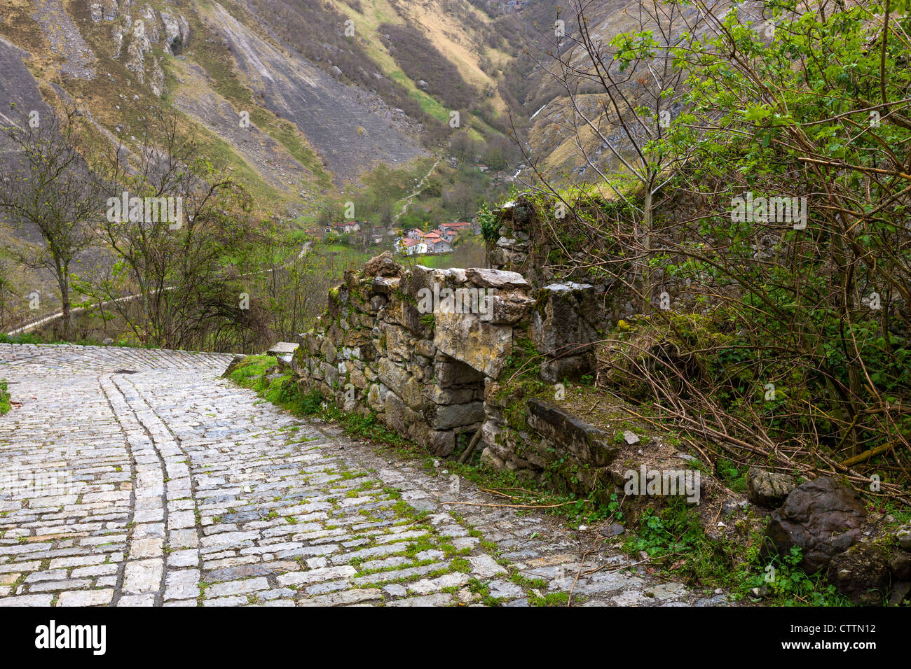 Bulnes (El Castillo), Cabrales, parc national des Picos de Europa, Asturias, Espagne Banque D'Images