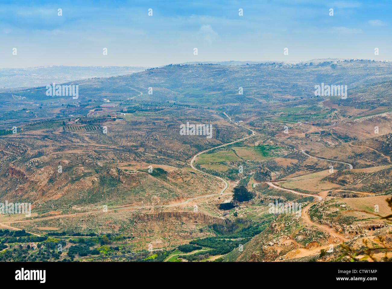 Vue sur terre promise du Mont Nebo en Jordanie Banque D'Images