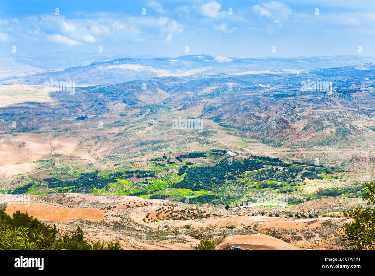 Vue sur terre promise du Mont Nebo en Jordanie Banque D'Images