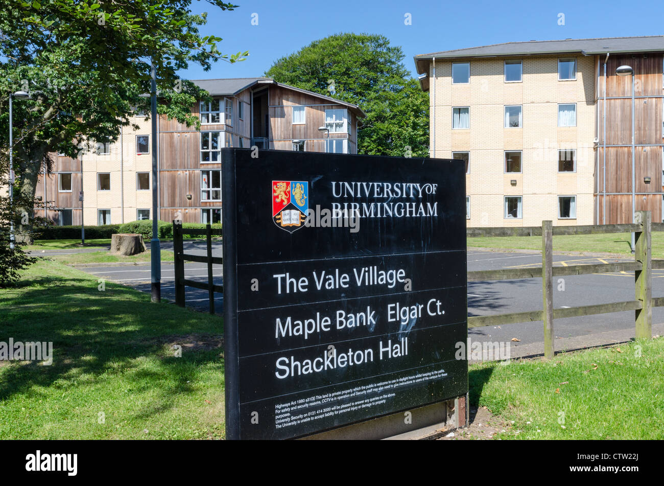 La Vallée des résidences à l'Université de Birmingham à Edgbaston, Birmingham Banque D'Images
