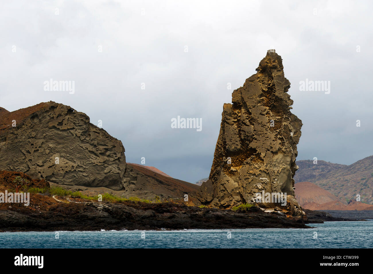 Pinnacle Rock, le parc national des Îles Galapagos, l'île de Bartolome, Galapagos, Equateur Banque D'Images