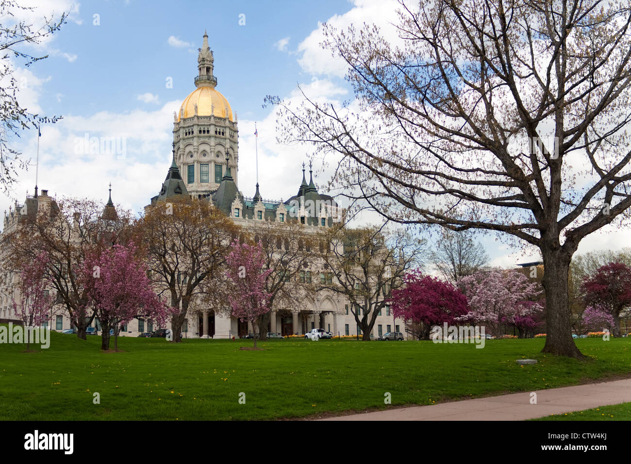 Le bâtiment du Capitole au dôme doré à Hartford dans le Connecticut. Banque D'Images