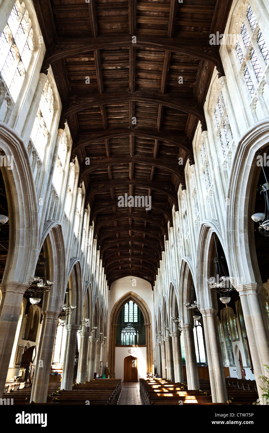 Plafond à voûte d'allée et de l'église Holy Trinity, Long Melford, Suffolk Banque D'Images