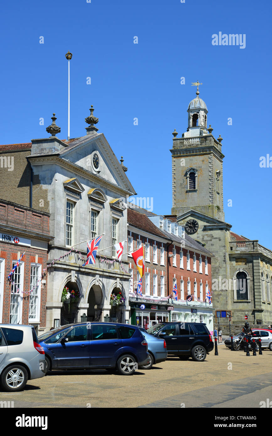 The Corn Exchange (Mairie), Place du marché, Blandford Forum, Dorset, Angleterre, Royaume-Uni Banque D'Images