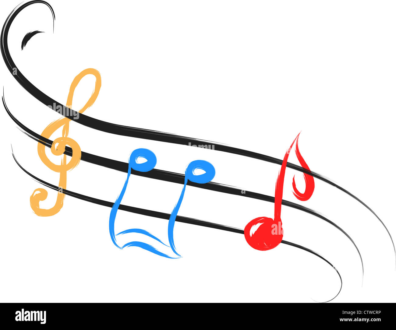 Les notes de musique en couleur style de dessin abstrait Banque D'Images