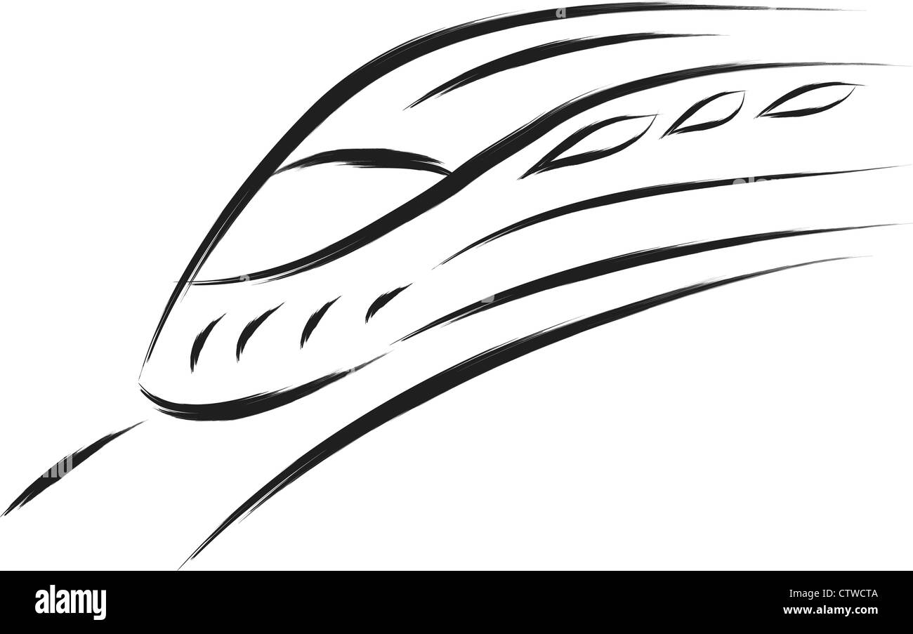 Un train rapide symbole dans style de pinceau dimensions Banque D'Images