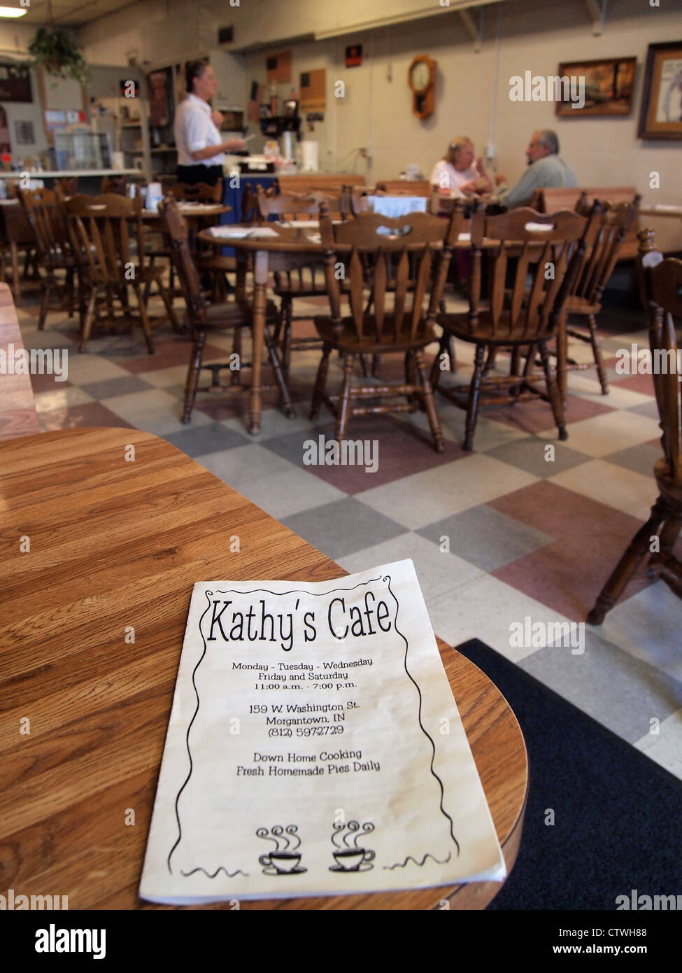 Kathy's Cafe, un restaurant local de Morgantown, Morgan County, Indiana, USA, 7 juillet 2012, © Katharine Andriotis Banque D'Images