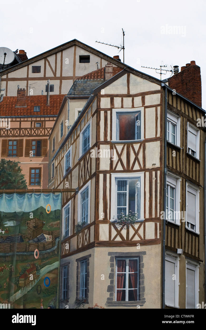 En trompe-l'oeil sur la Place de la Motte à Limoges, Haute-Vienne, France. Banque D'Images