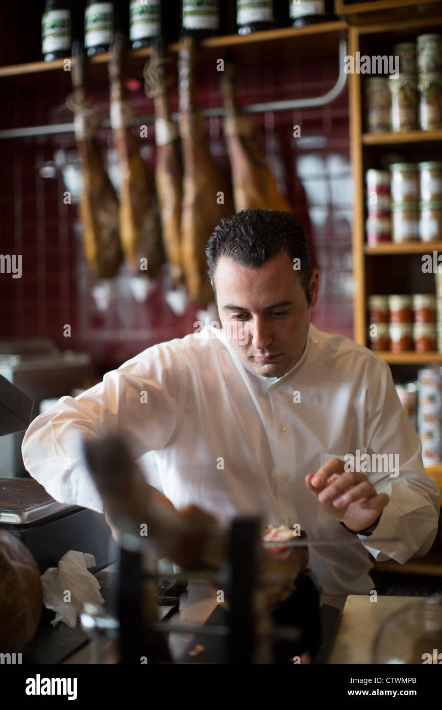 La préparation des aliments restaurant marina Malaga Espagne Banque D'Images