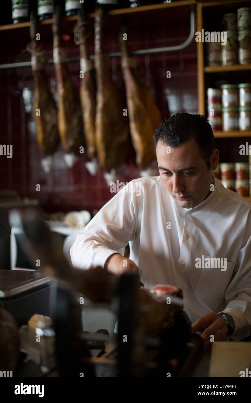 La préparation des aliments restaurant marina Malaga Espagne Banque D'Images