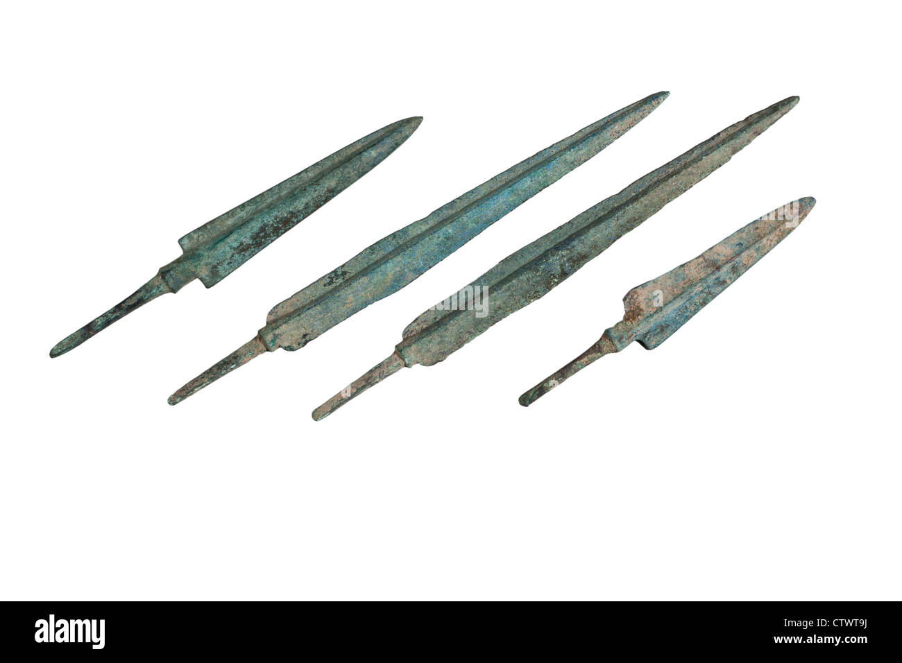 4 javelot de bronze l'âge du Bronze vers 1200 têtes de BCE (collection privée) Banque D'Images