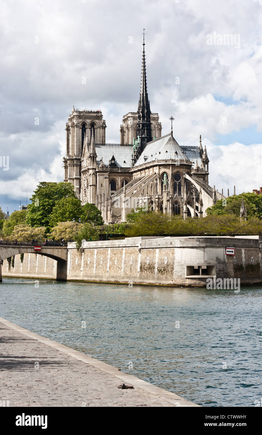 Notre-Dame de Paris sur l'Ile de la Cité - France. Banque D'Images