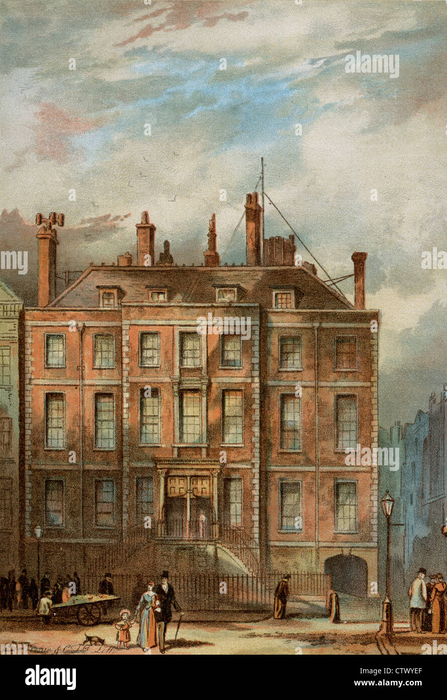 Vintage photo du vieux Londres. Powis House, à l'angle nord-est de Lincoln's Inn Fields, construit en 1686 par William Herbert. Banque D'Images