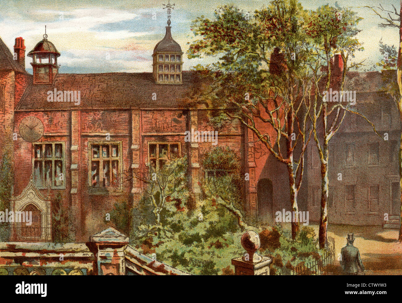 Vintage photo du vieux Londres. Staple Inn, Premier cour. Après Waldo Sergent Banque D'Images