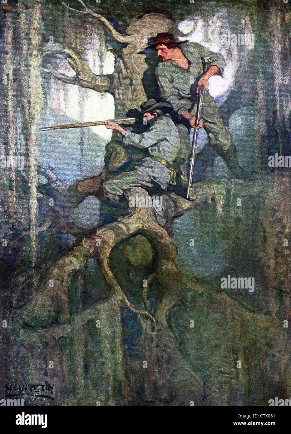 Cette illustration, tireurs, est intitulé par N.C. Wyeth et paru dans cessez le feu, un roman de Mary Johnston. Banque D'Images Cette illustration, tireurs, est intitulé par N.C. Wyeth et paru dans cessez le feu, un roman de Mary Johnston. Banque D'Images