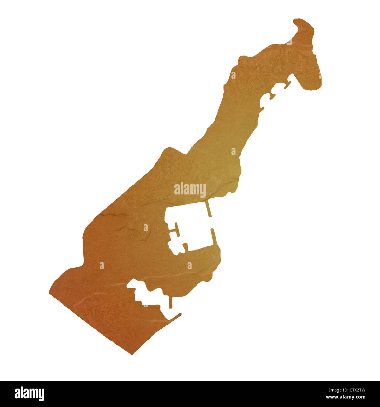 Carte texturée de Monaco Plan avec brown rock ou la texture de pierre, isolé sur fond blanc avec chemin de détourage. Banque D'Images