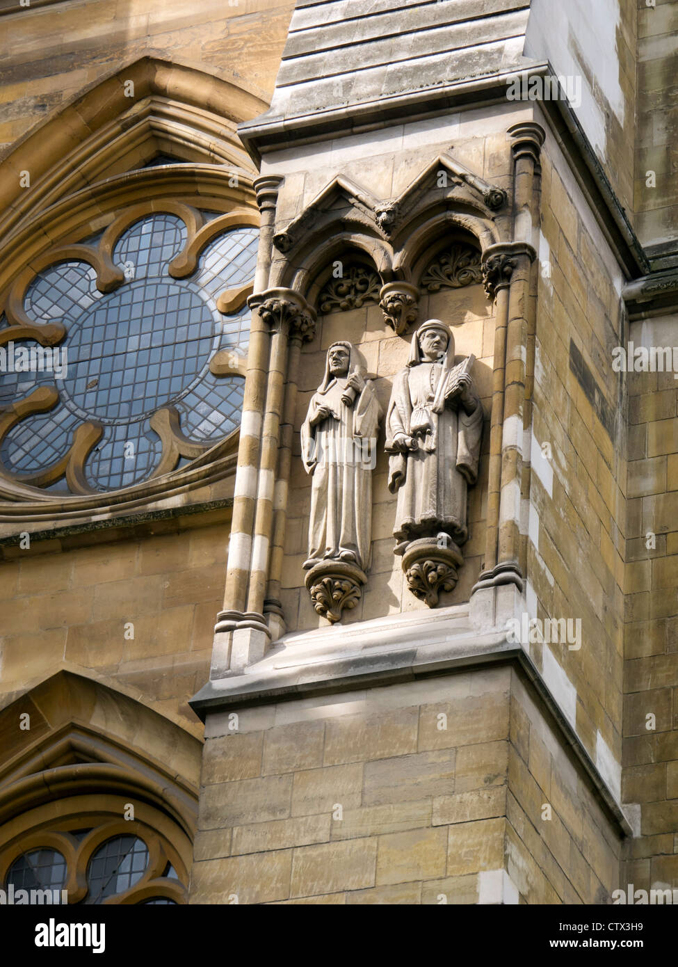 Close-up de l'extérieur de l'abbaye de Westminster, Londres, Angleterre Banque D'Images