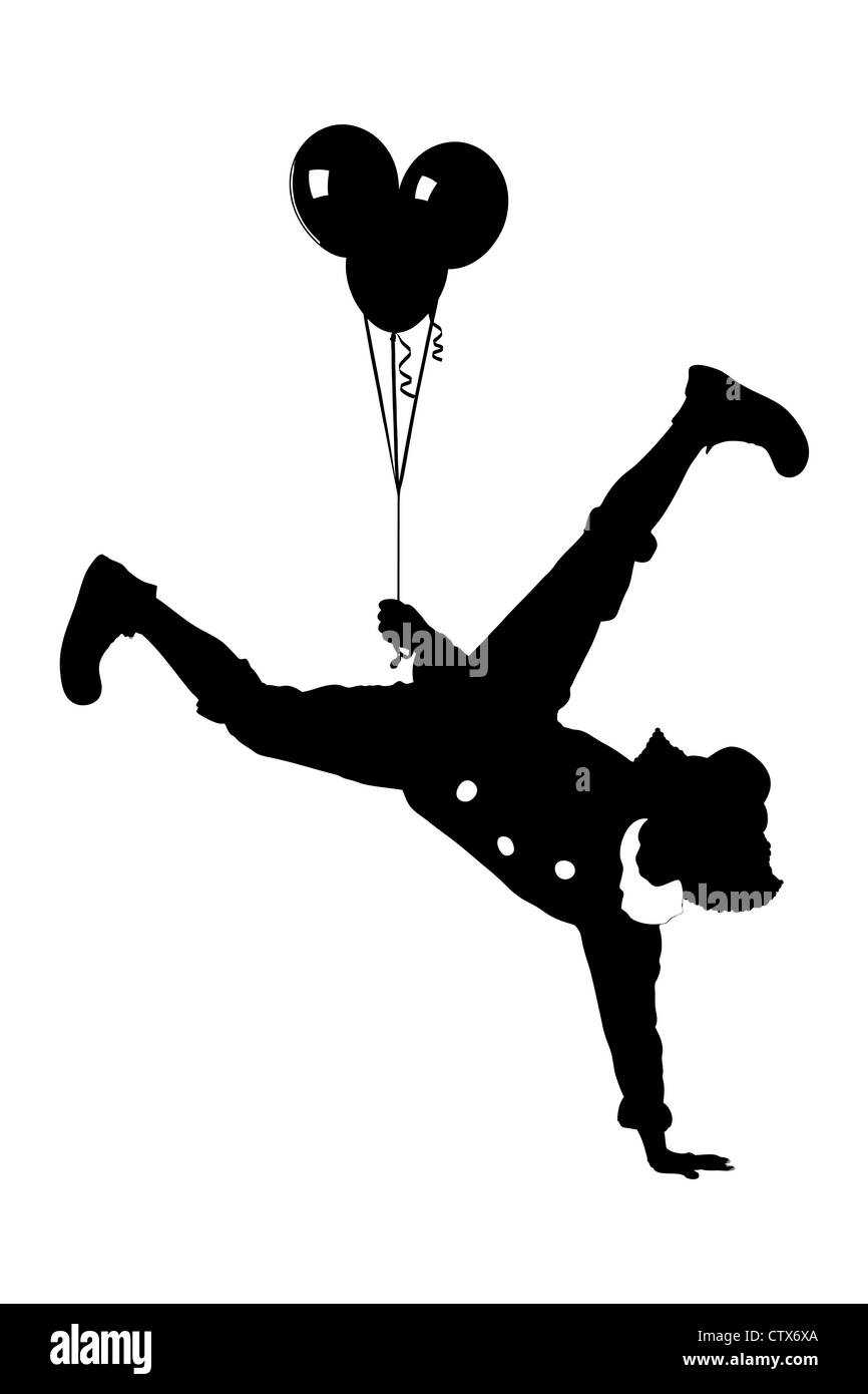 Une illustration d'un clown holding balloons et debout sur un côté isolé sur fond blanc Banque D'Images