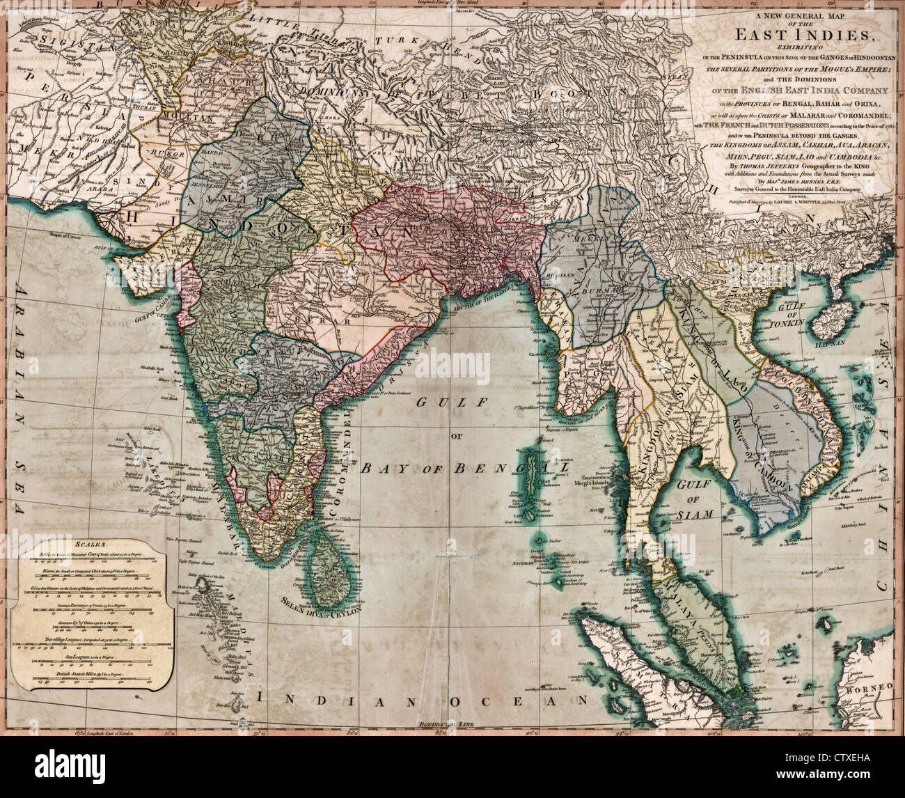 Une carte générale de l'Indes, vers 1794 Banque D'Images