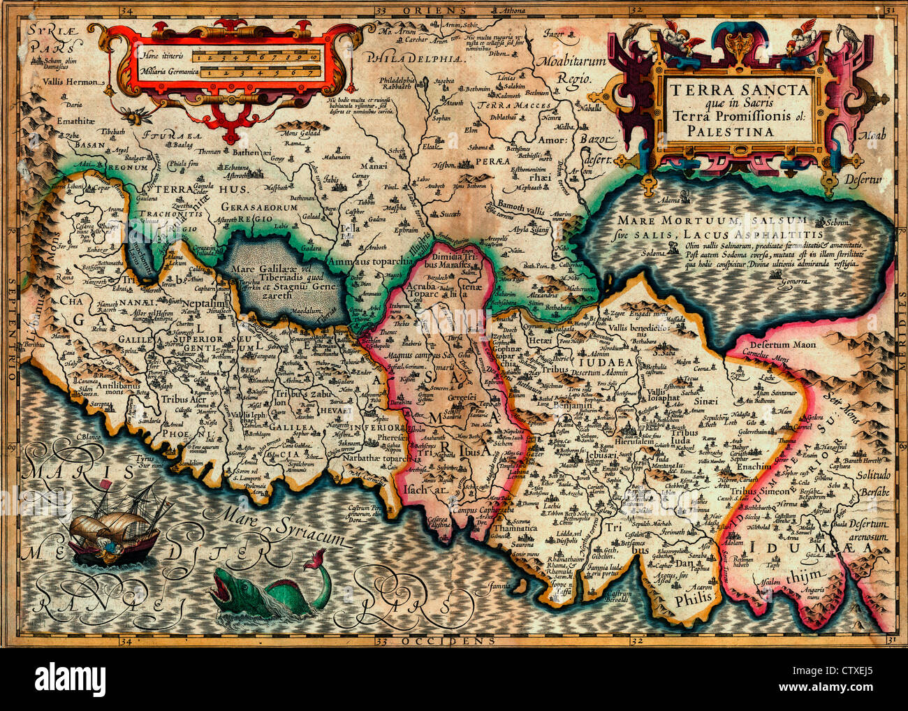 Carte de la Terre Sainte, la Palestine, vers 1782 Banque D'Images