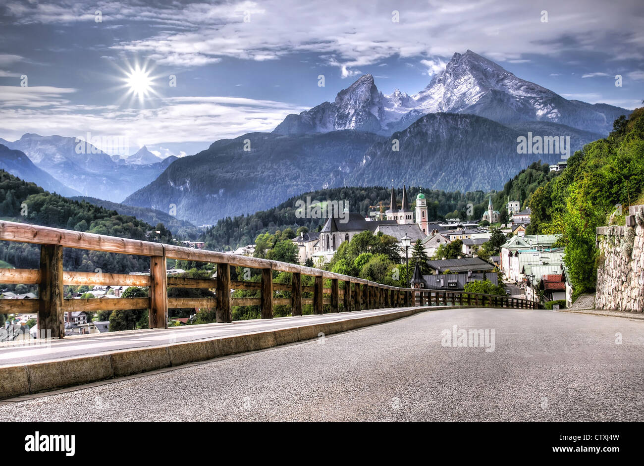 Berchtesgaden Watzmann et paysage montagne, Alpes bavaroises, Allemagne Banque D'Images