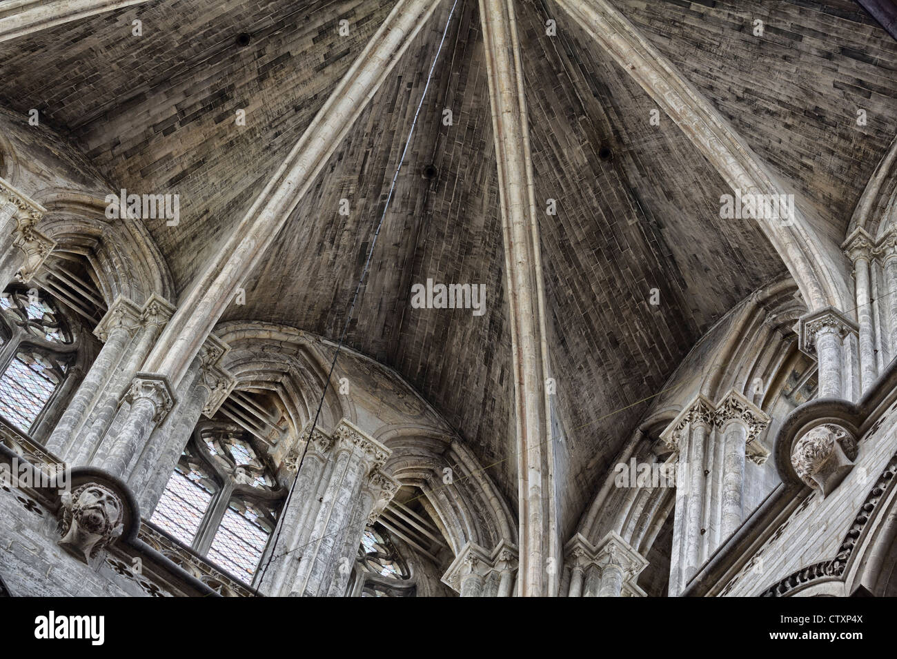 Détail de la tour de passage, la Cathédrale de Rouen, Normandie, France Banque D'Images