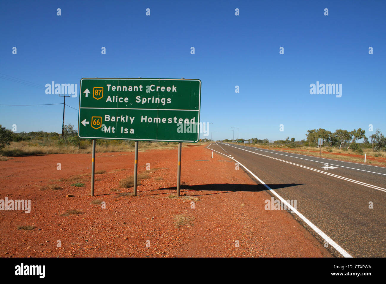 Panneau routier australien dans l'Outback Banque D'Images