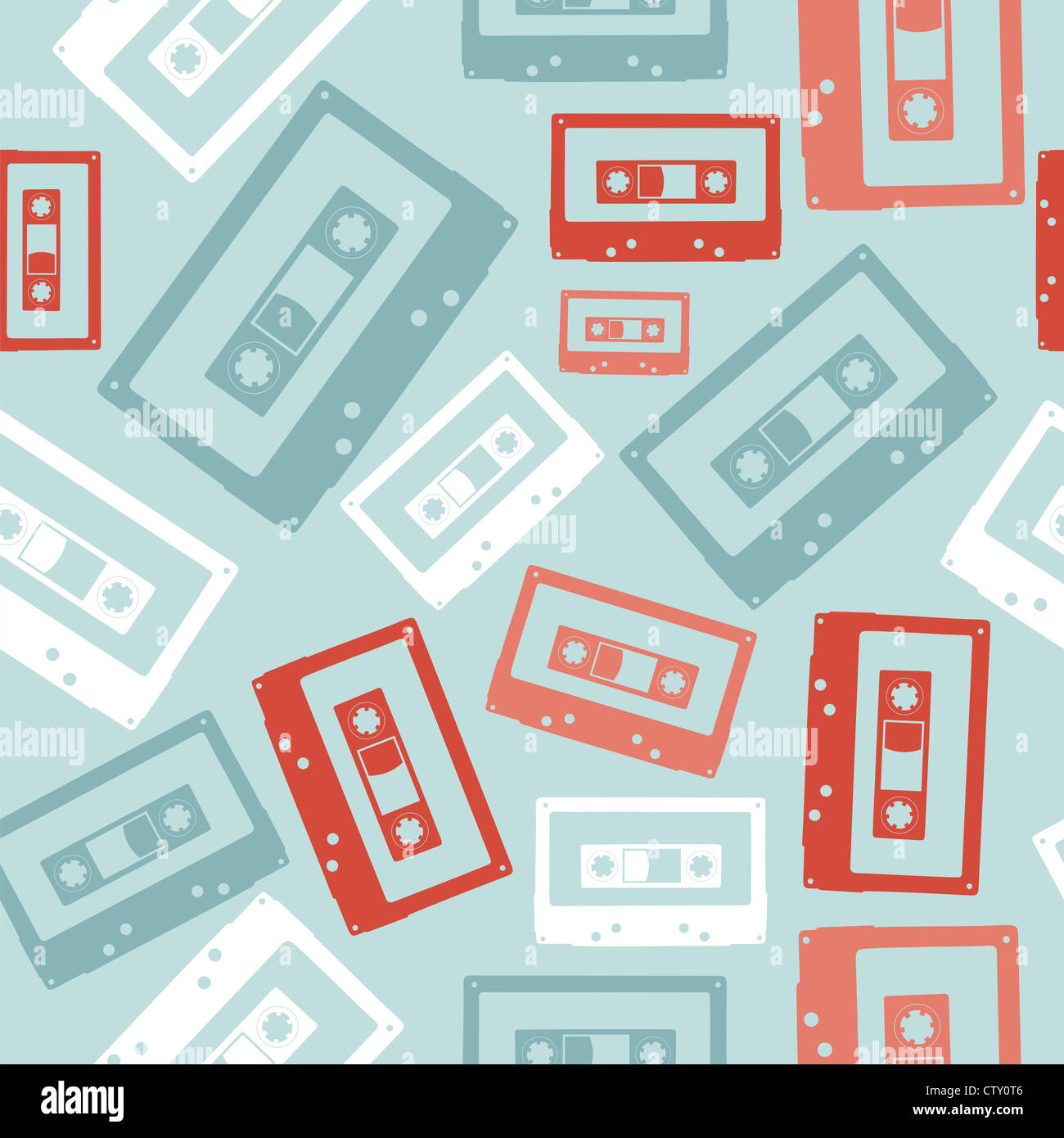 Des bandes audio analogiques vintage seamless pattern. Couches de fichier vectoriel pour une manipulation facile et coloris. Banque D'Images