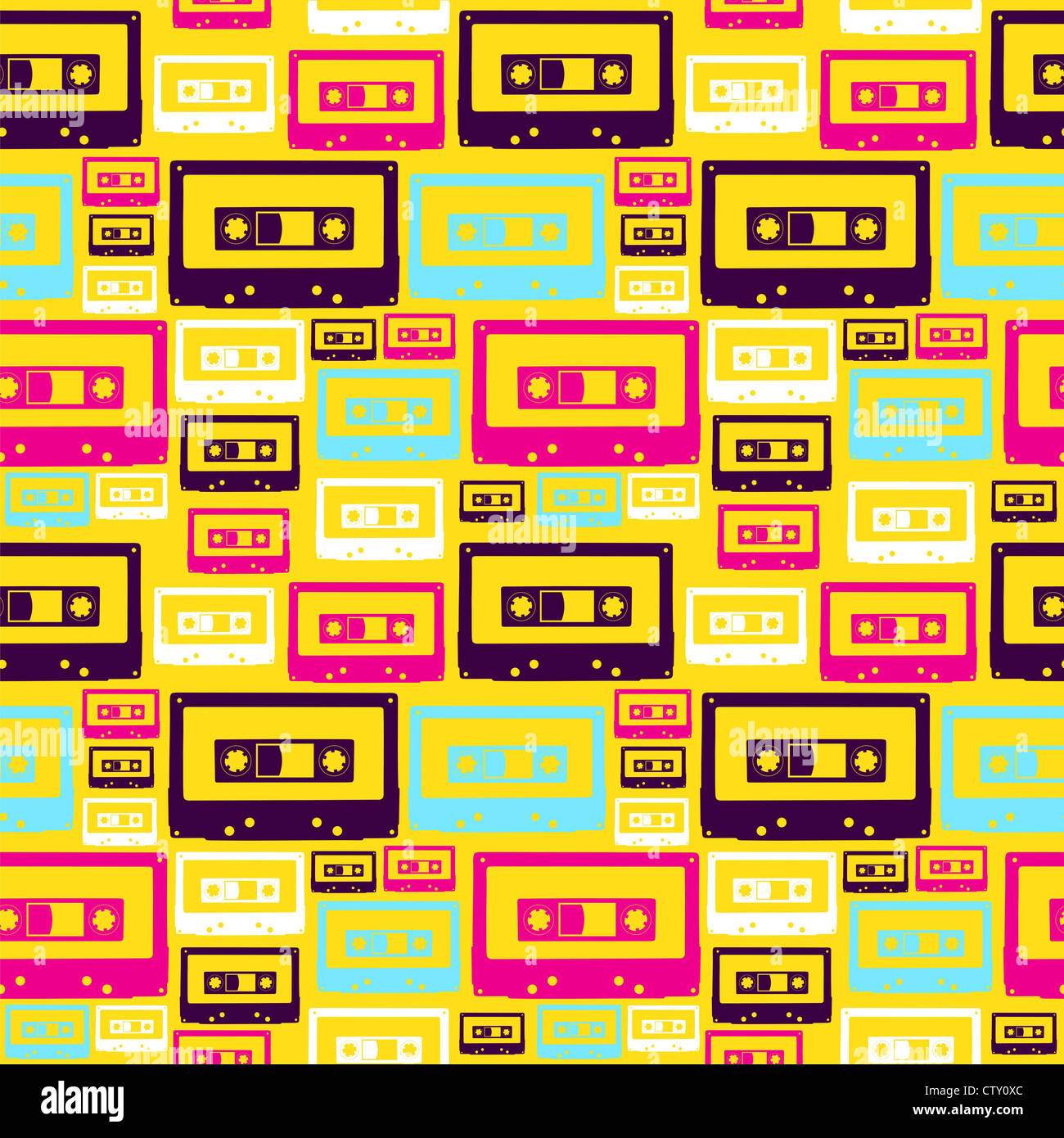 Cassette audio Pop modèle homogène. Couches de fichier vectoriel pour une manipulation facile et coloris. Banque D'Images