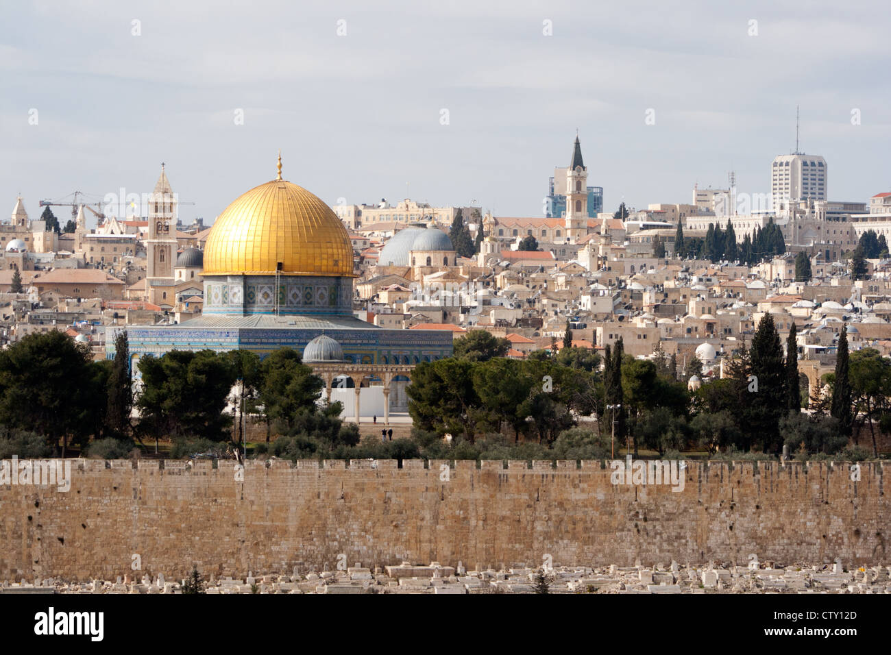 Vue sur Jérusalem et le dôme du Rocher Banque D'Images