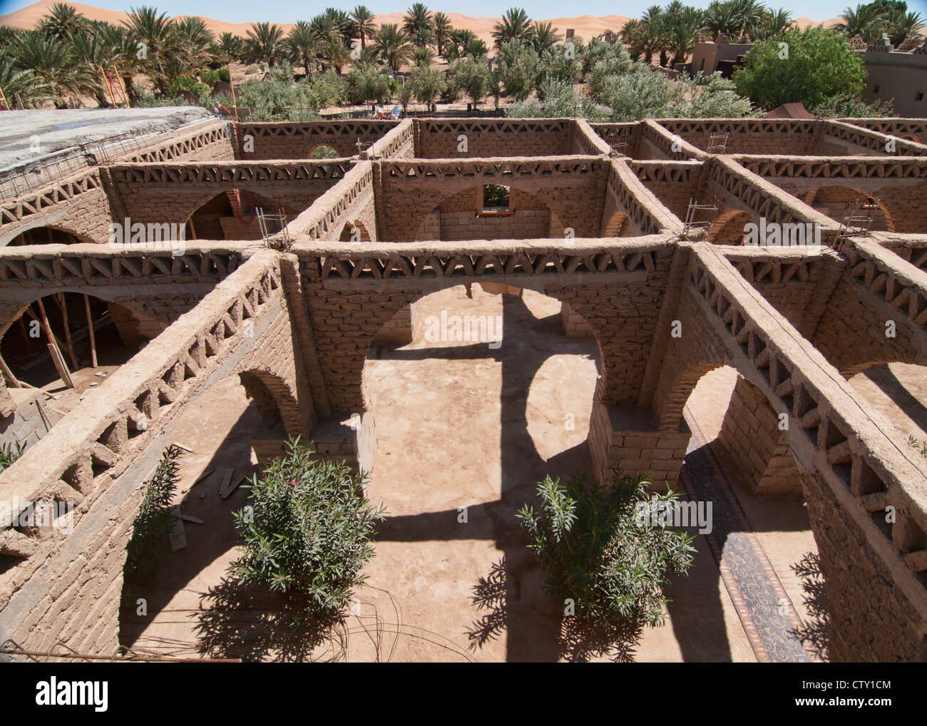 L'architecture d'adobe traditionnelles dans la vallée du Draa de sud du Maroc Banque D'Images