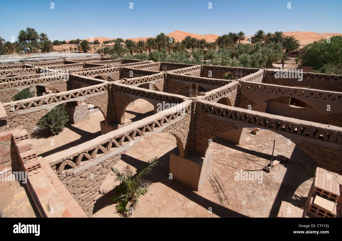 L'architecture d'adobe traditionnelles dans la vallée du Draa de sud du Maroc Banque D'Images