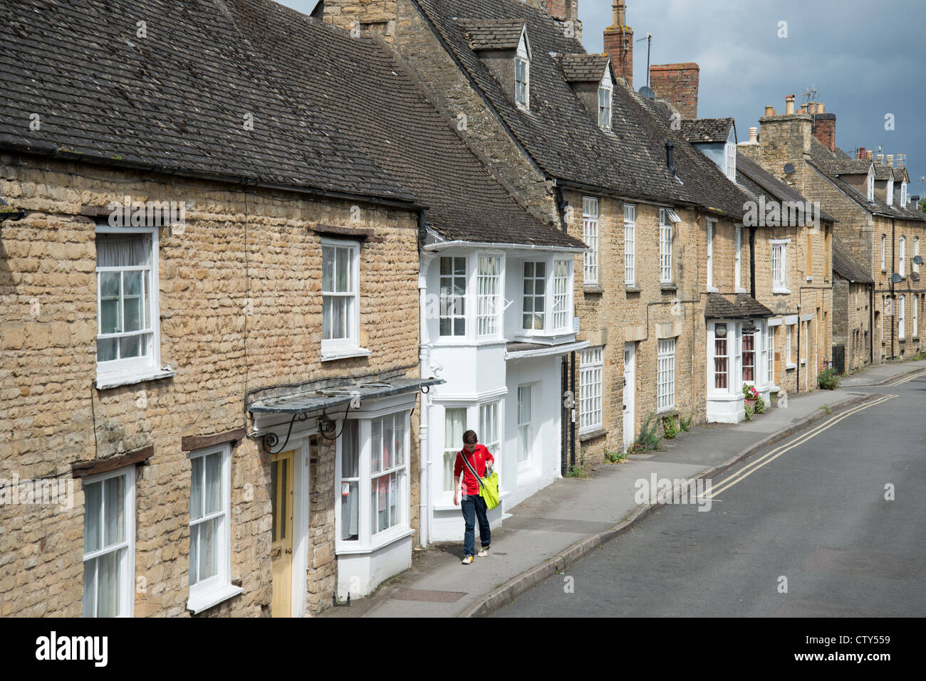 Rangée de cottages, Market Street, Chipping Norton, Oxfordshire, Angleterre, Royaume-Uni Banque D'Images