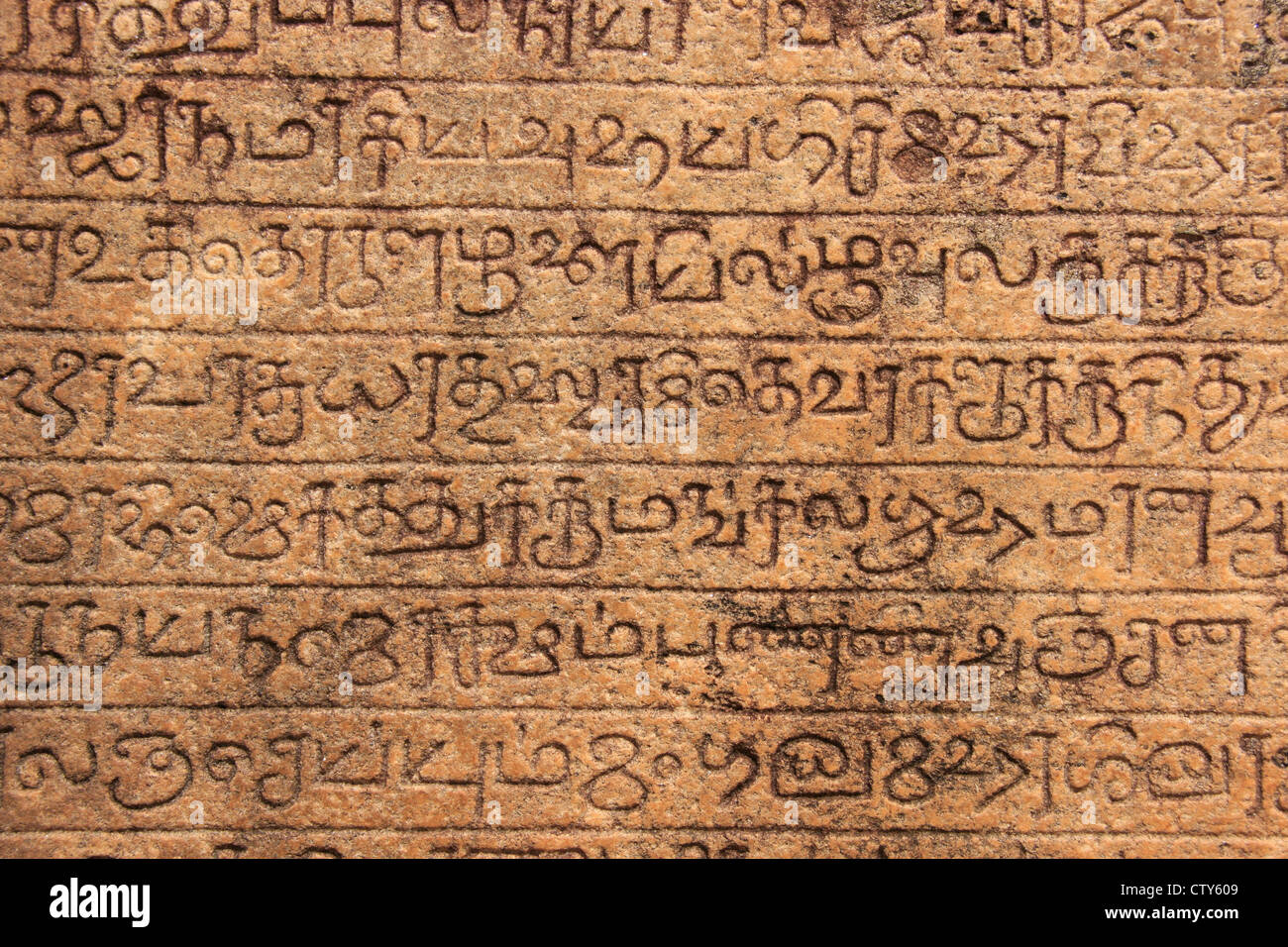 Close up d'écriture ancienne, Polonnaruwa, Sri Lanka Banque D'Images