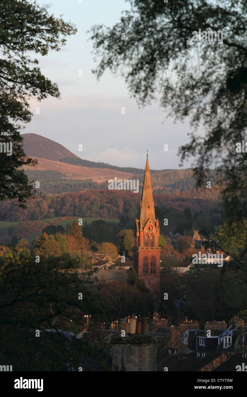 Dans la région des Borders Galashiels sur un matin de printemps Banque D'Images