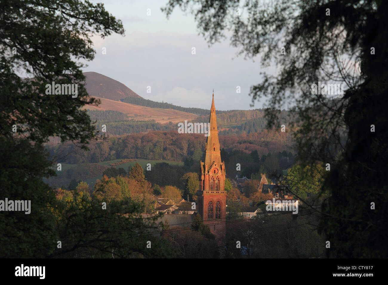 Dans la région des Borders Galashiels sur un matin de printemps Banque D'Images