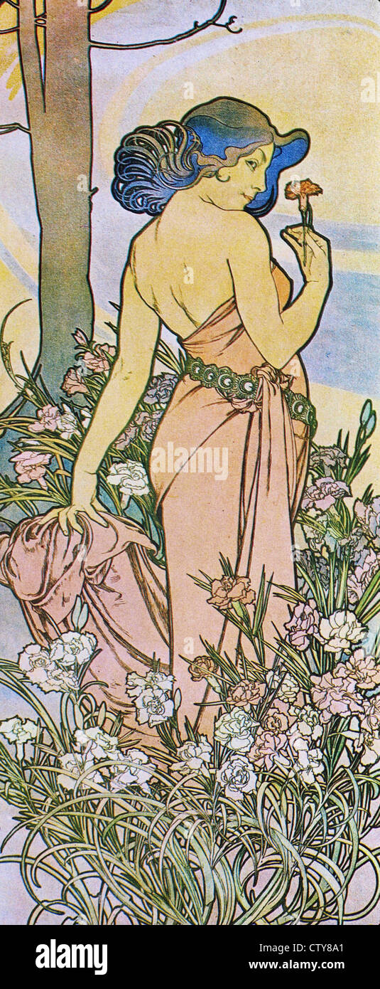 Alphonse Maria Mucha 1860 - 1939 Femme retour Banque D'Images