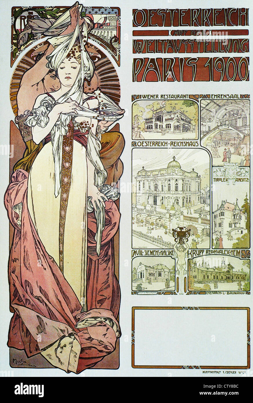 Alphonse Maria Mucha 1860 - 1939 jaune Femme Banque D'Images