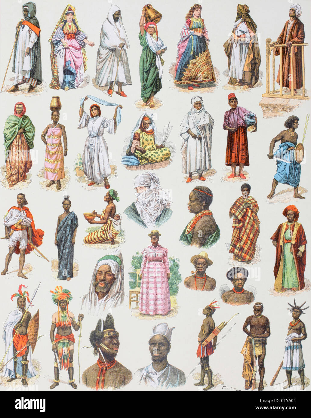 Costumes de toutes les sur le continent africain au début du 20ème siècle. Banque D'Images