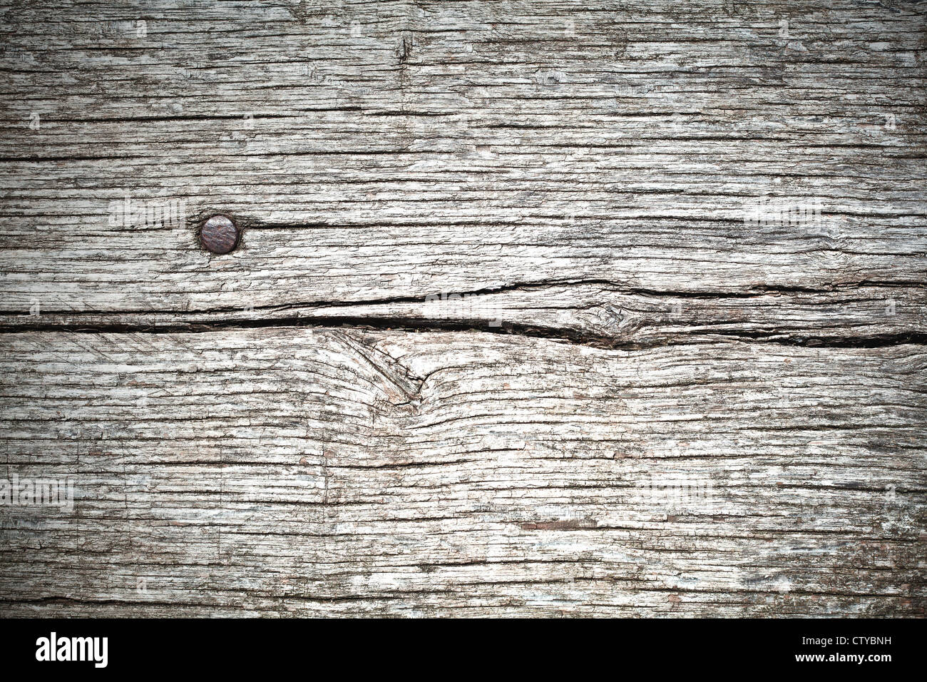 Historique composé de planches de bois ancien et un clou Banque D'Images