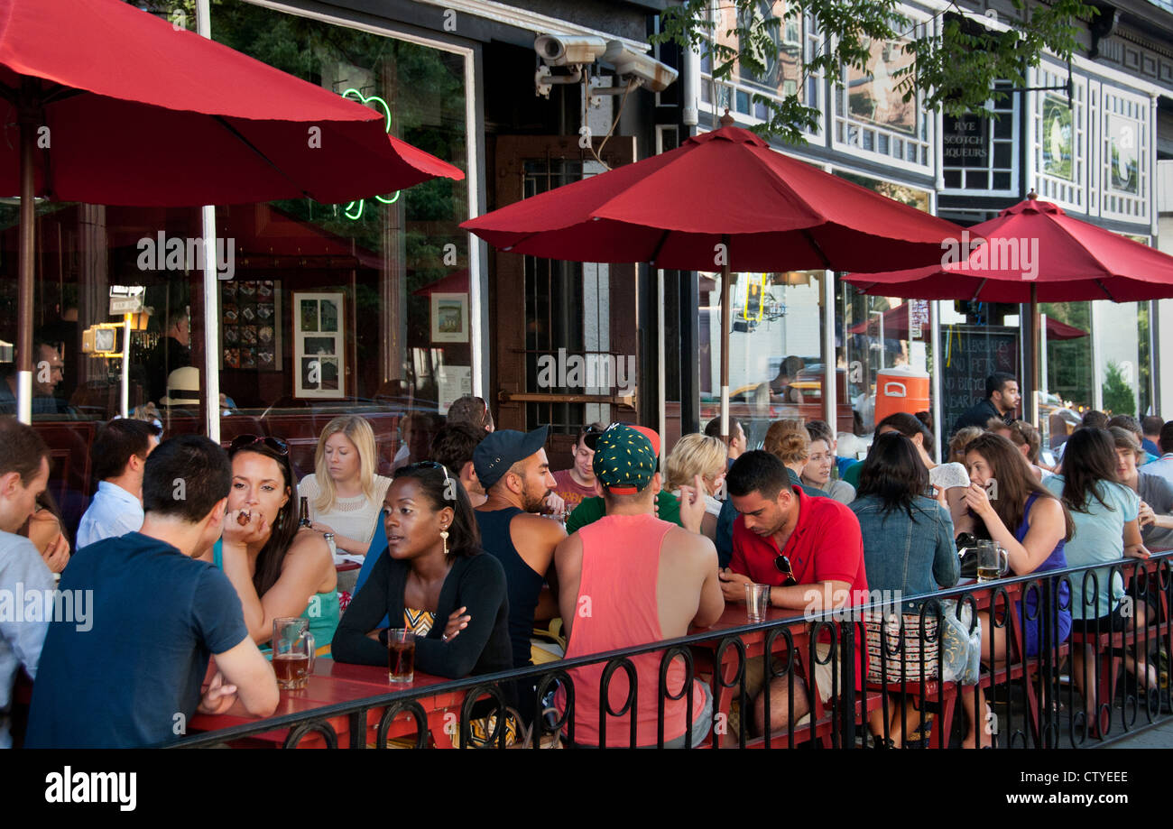 Soho Hudson Street West Village (Greenwich Village ) terrasse bar pub café diner restaurant Manhattan New York Banque D'Images