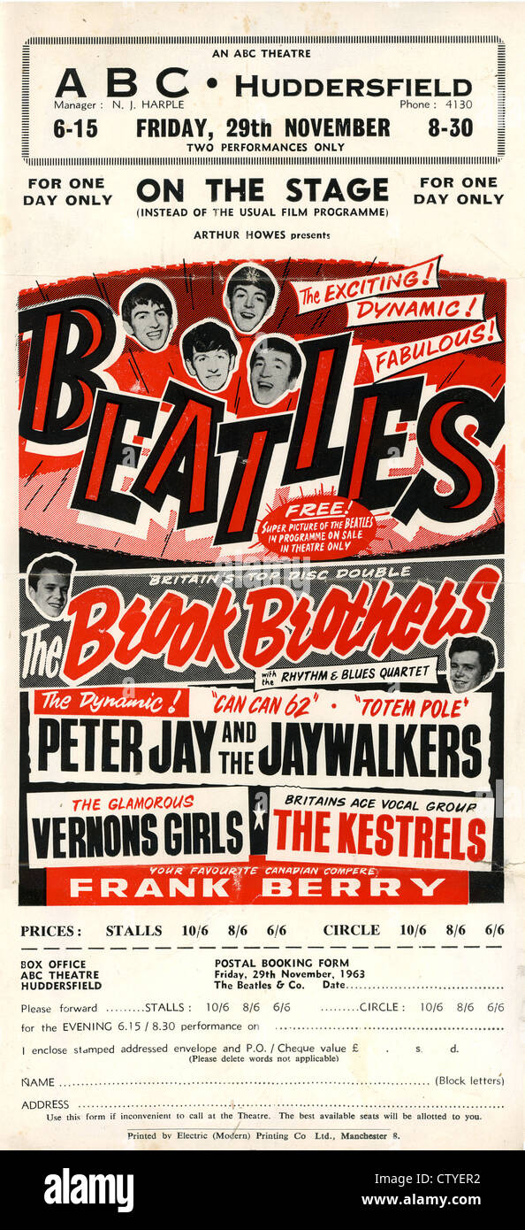 000682 - Les Beatles d'une circulaire de l'ABC Huddersfield le 29 novembre 1963 Banque D'Images