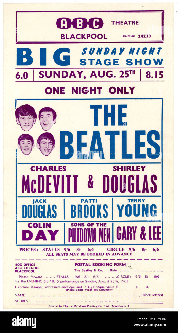 000697 - Le Concert d'une circulaire de la Beatles Blackpool ABC le 25 août 1963 Banque D'Images