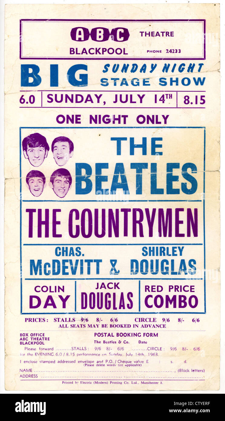 000716 - Le Concert d'une circulaire de la Beatles Blackpool ABC le 14 juillet 1963 Banque D'Images