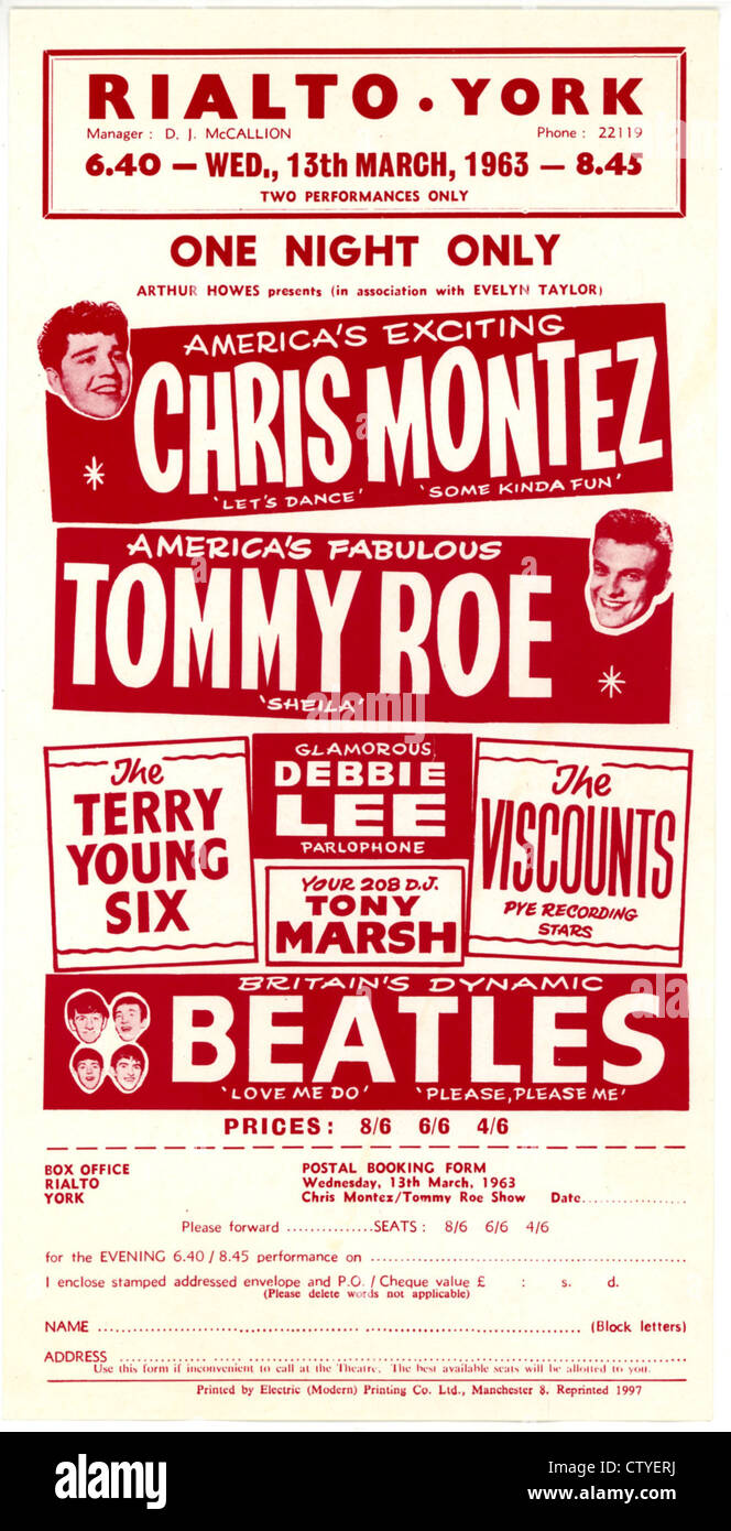 000724 - Le Concert d'une circulaire de la Beatles Rialto de York le 13 mars 1963 Banque D'Images